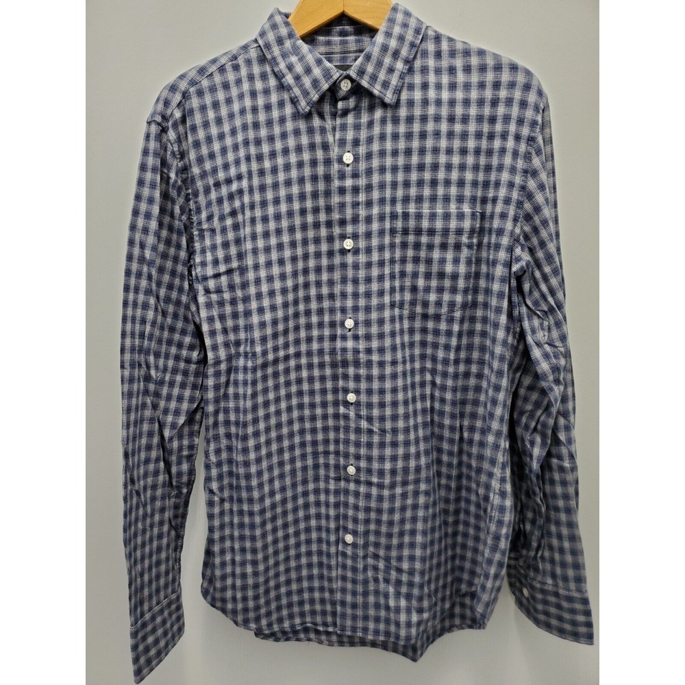 Bonobos Stretch Shirt‎ Mens M Tailored Slim Fit Blue Plaid Check Chest Pocket